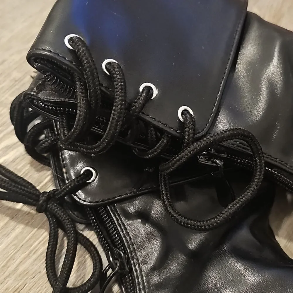 Toddler Pirate Black Lace-Up Boots